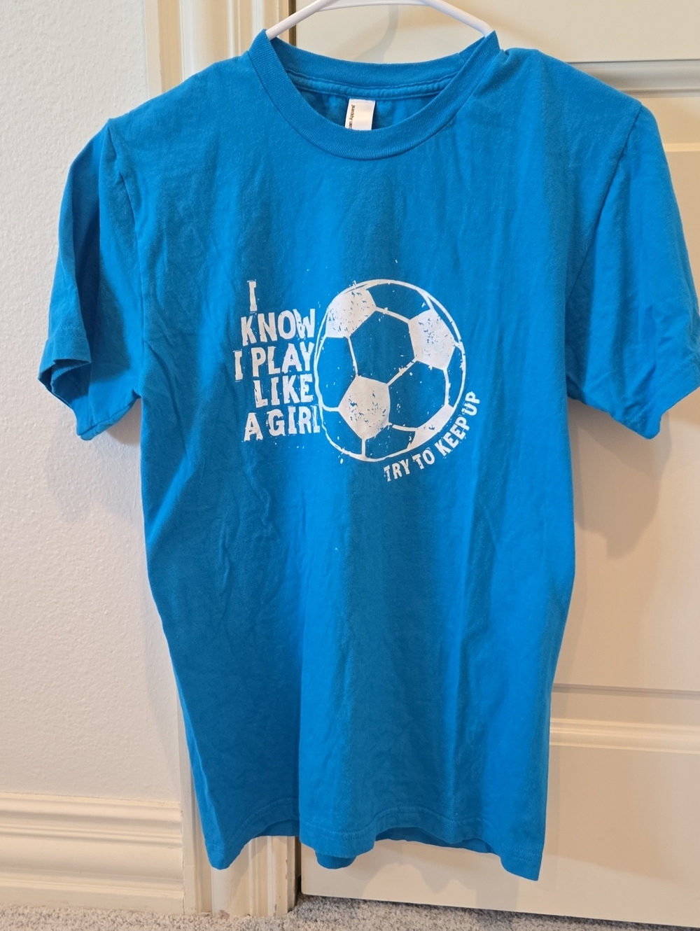 American Apparel Bright Blue Soccer Graphic Tee